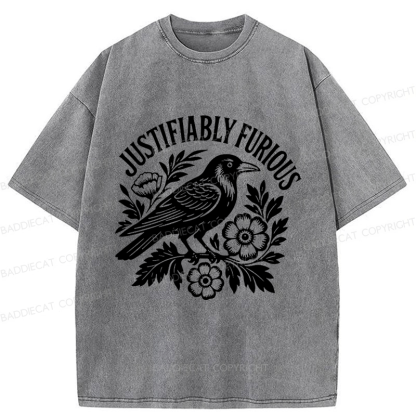 Baddiecat Justifiably Furious Raven Washed T-shirt