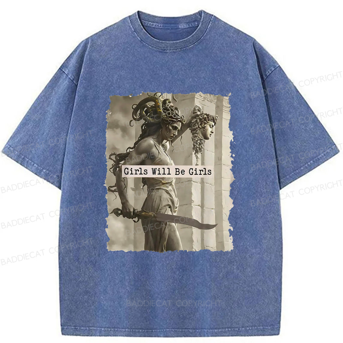 Baddiecat Goddess Medusa Washed T-shirt