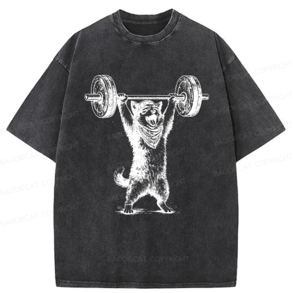 Baddiecat Husky Hercules Washed T-shirt