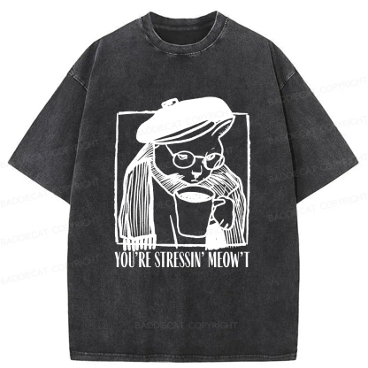 Baddiecat Grumpy Cat Washed T-shirt