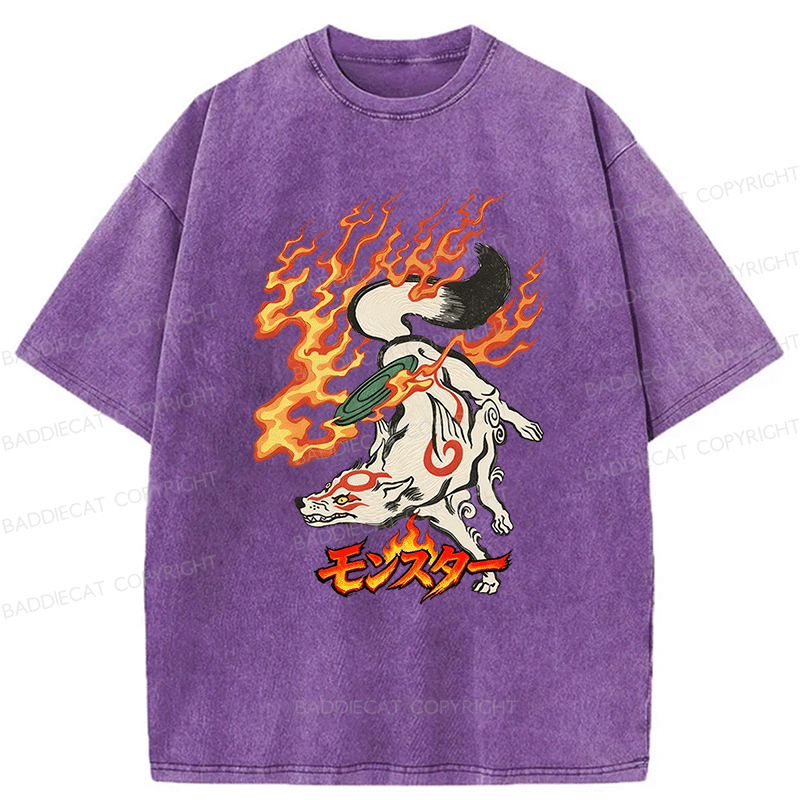 Baddiecat Tokyo Japanese-style Yokai Washed T-shirt