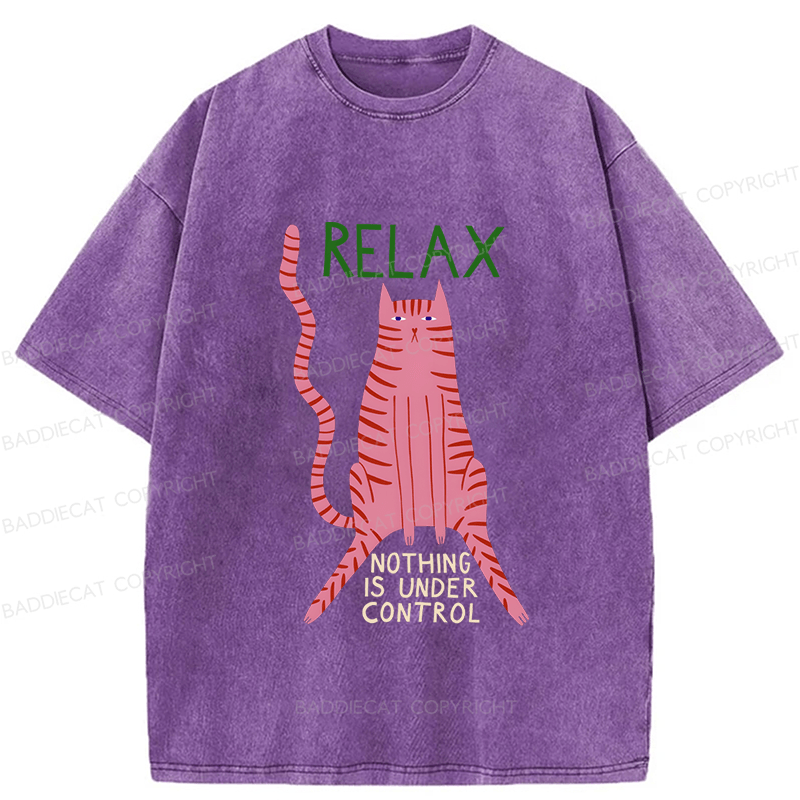 Baddiecat Relax Cat Washed T-shirt