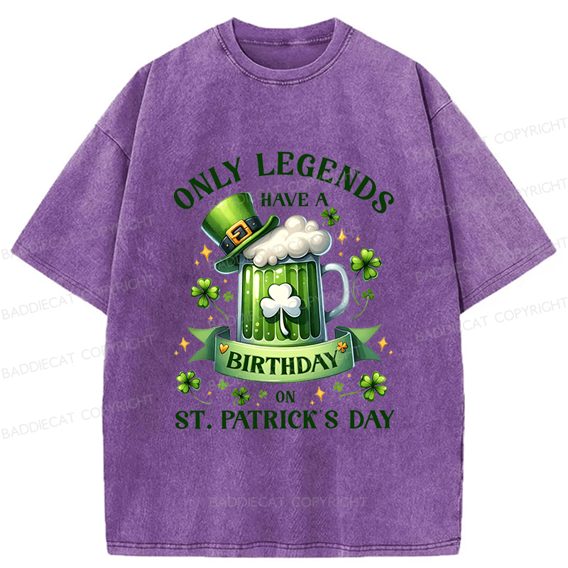Baddiecat St. Patrick's Day Birthday Washed T-shirt