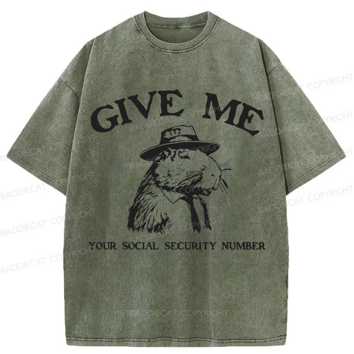 Baddiecat Give Me Capybara Washed T-shirt