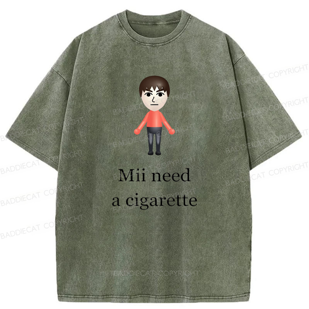 Baddiecat Mii Need A Break Washed T-shirt