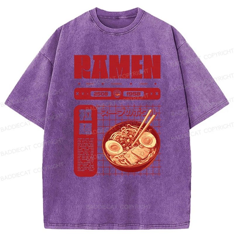 Baddiecat Ramen Washed T-shirt