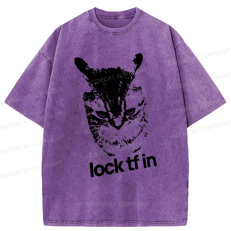 Baddiecat Cat Lock Tf In Washed T-Shirt