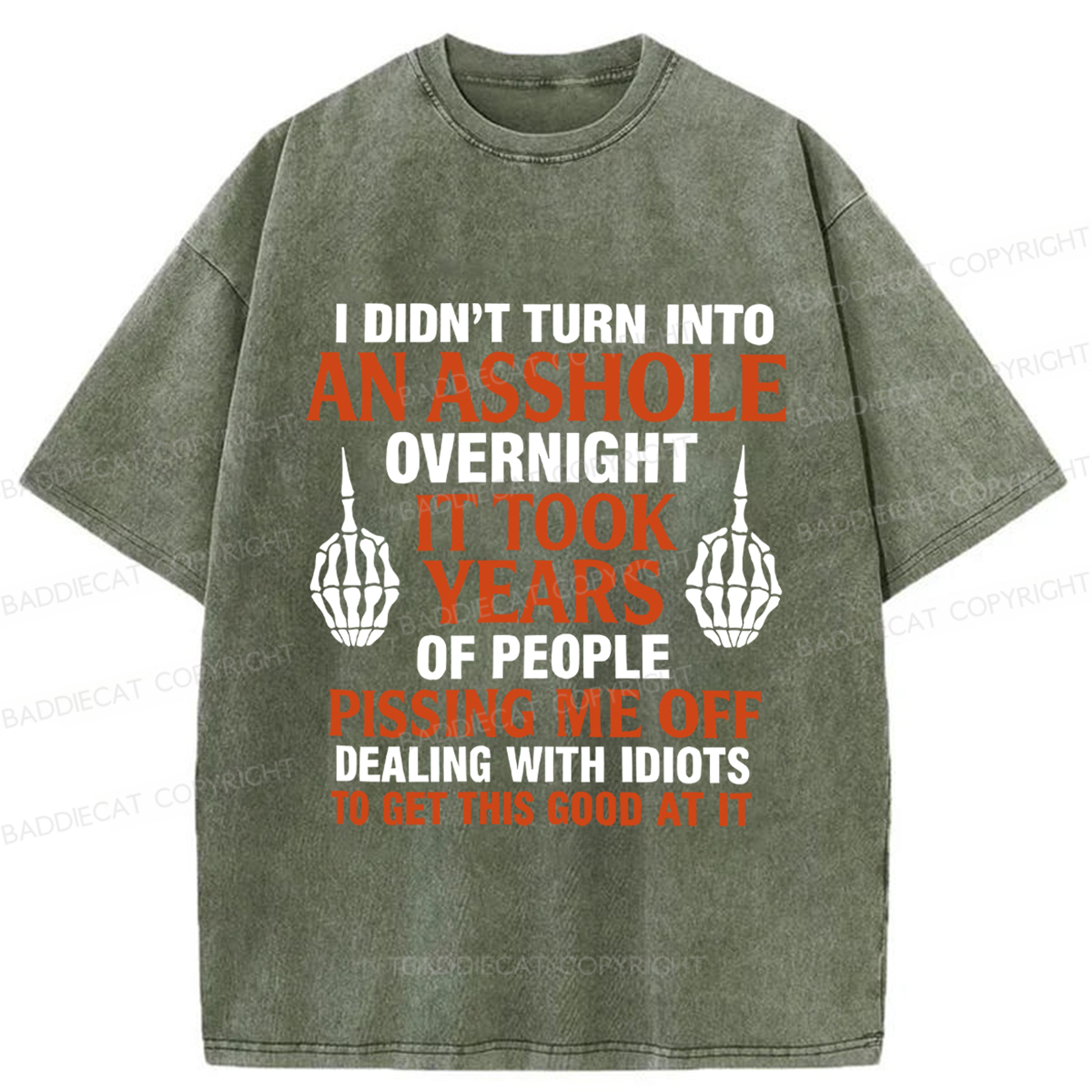 Baddiecat Funny Slogans Washed T-shirt