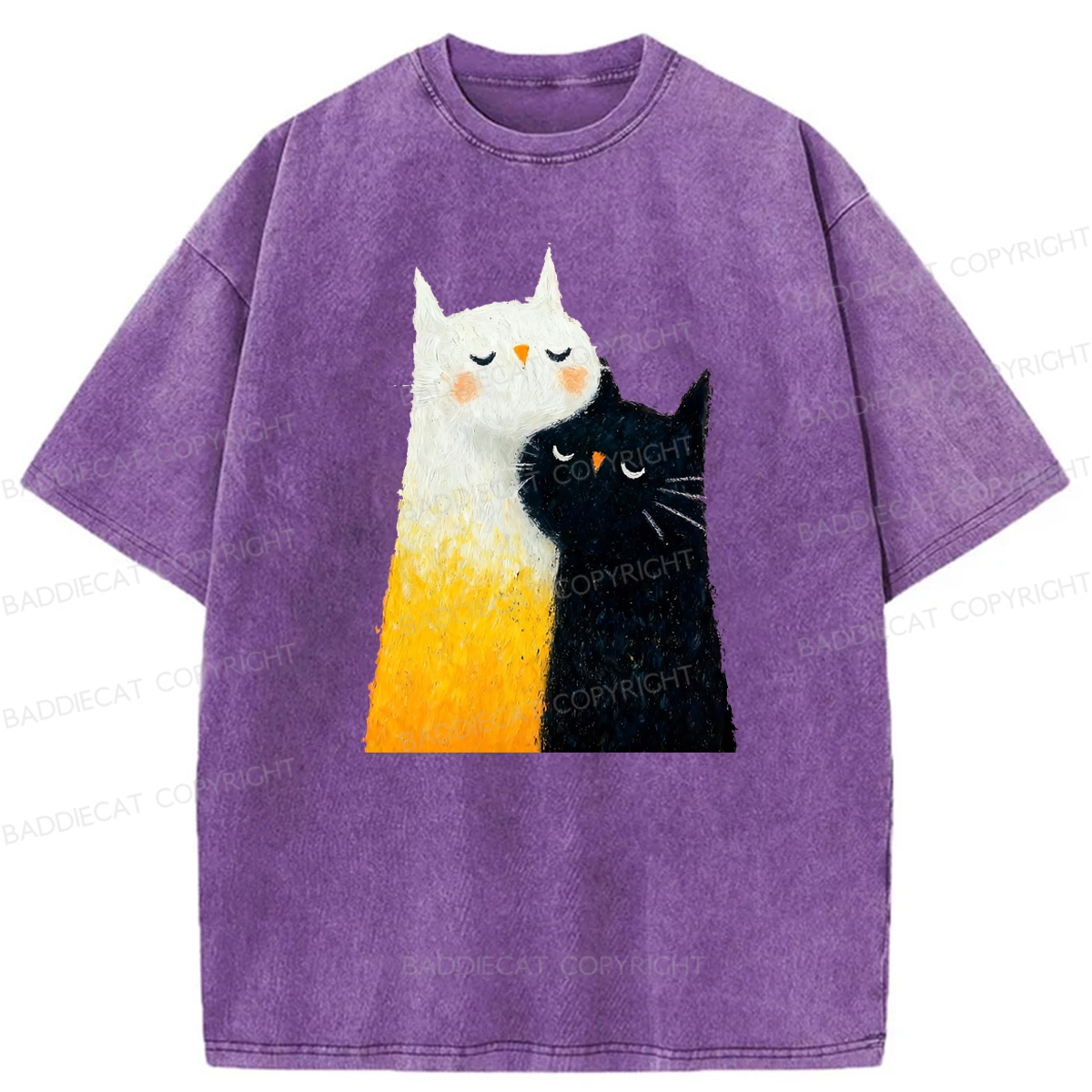 Baddiecat Cats Hug Washed T-shirt
