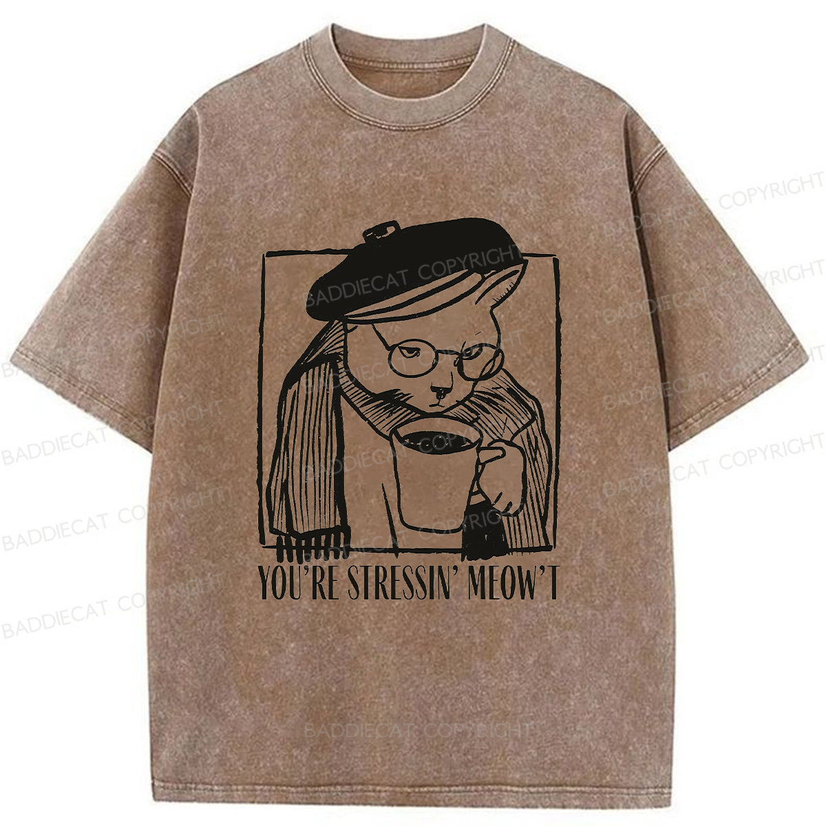Baddiecat Grumpy Cat Washed T-shirt