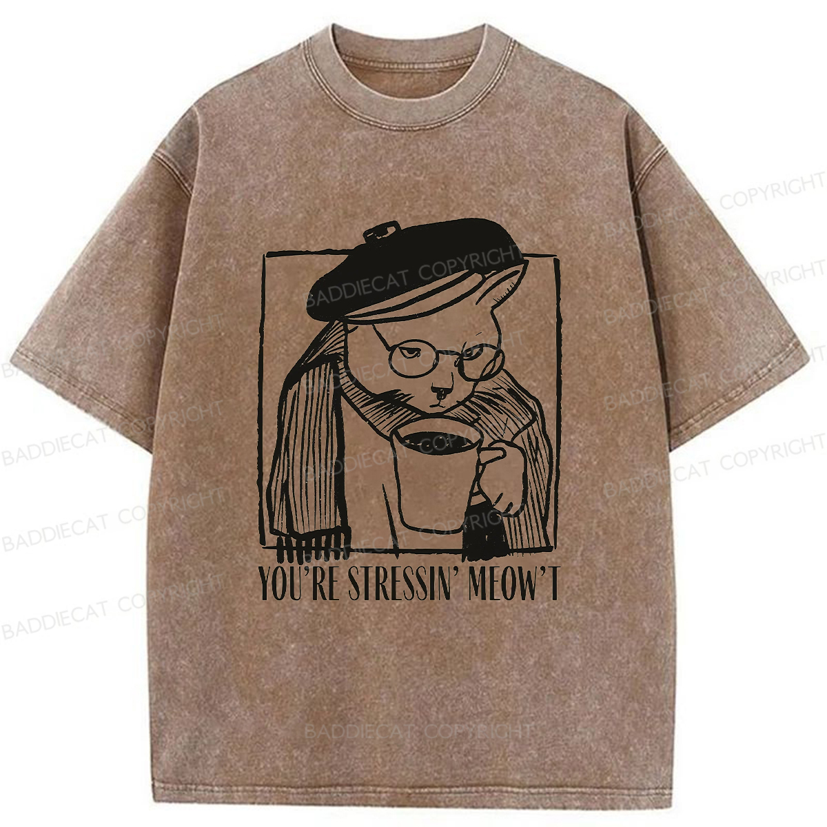 Baddiecat Grumpy Cat Washed T-shirt