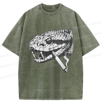 Baddiecat Snake Smoke Washed T-shirt