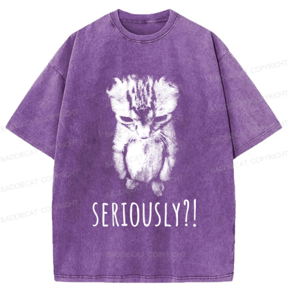 Baddiecat Seriously Cat Washed T-shirt
