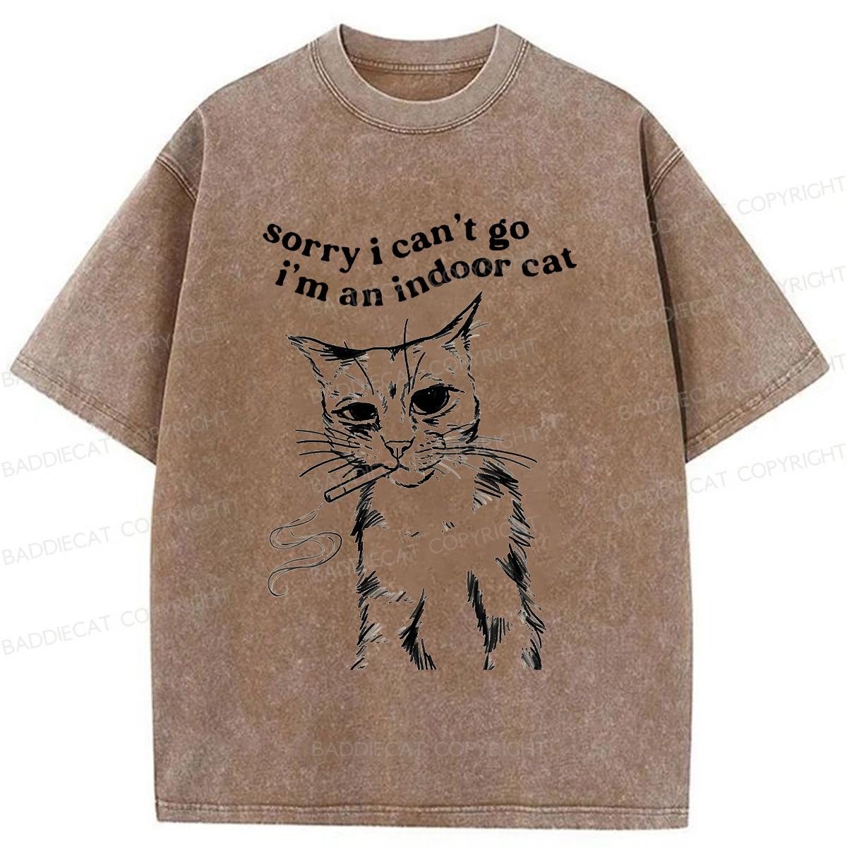 Baddiecat Gentle House Cat Washed T-shirt