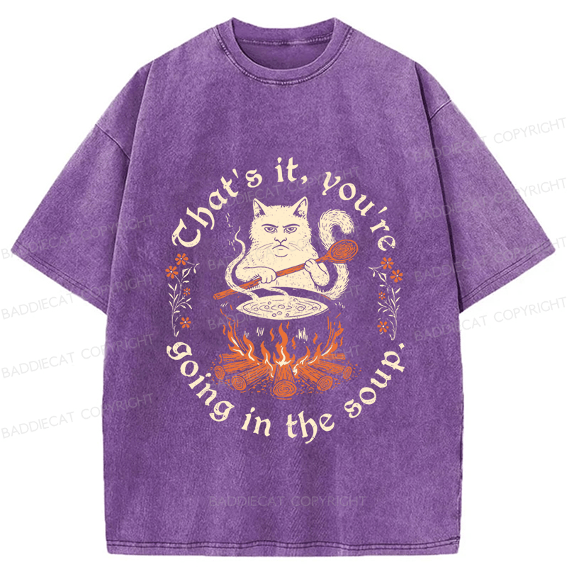Baddiecat Cat Funny Washed T-shirt