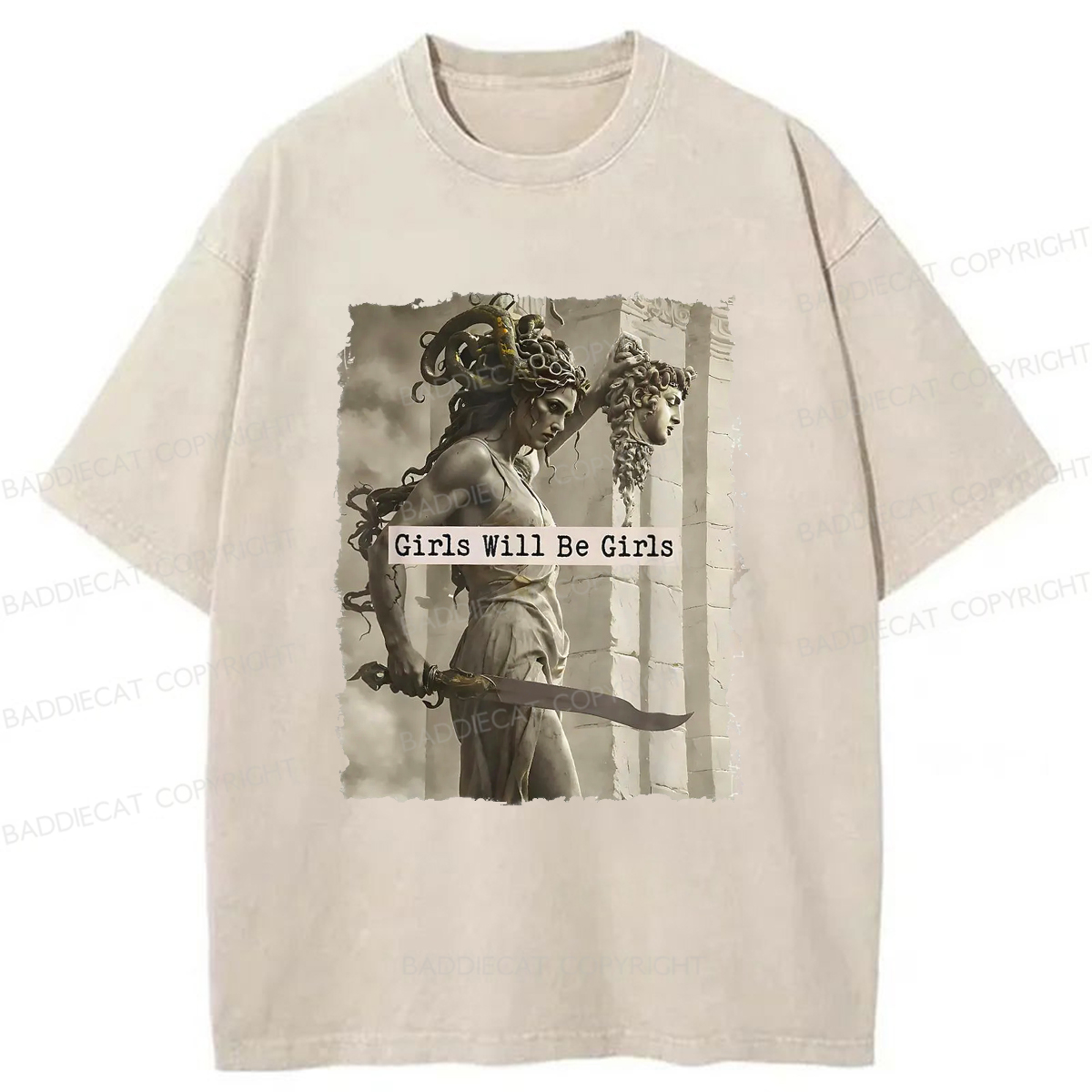 Baddiecat Goddess Medusa Washed T-shirt