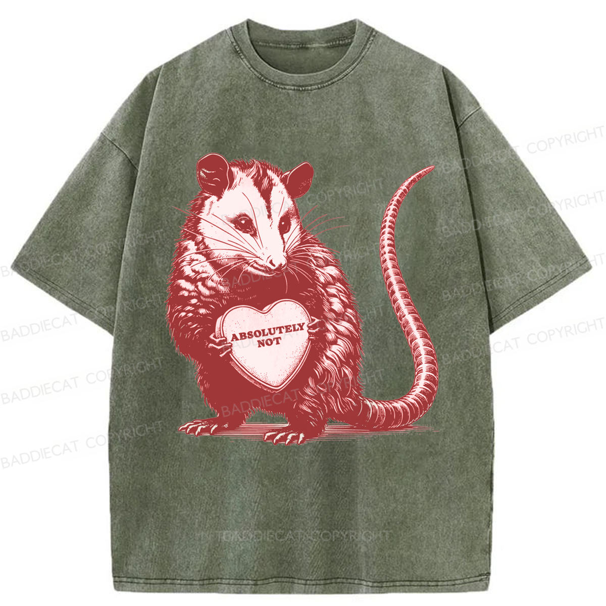 Baddiecat Absolutely Not Opossum Meme Washed T-shirt
