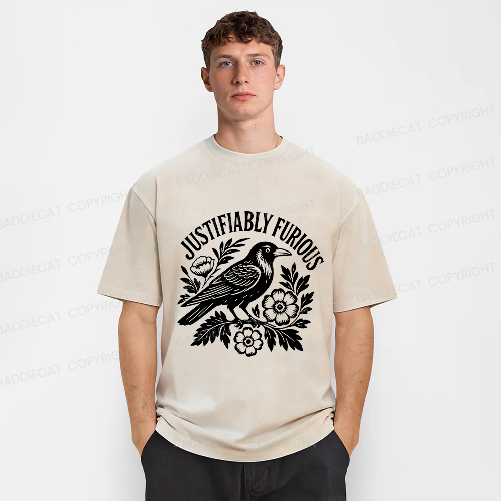 Baddiecat Justifiably Furious Raven Washed T-shirt