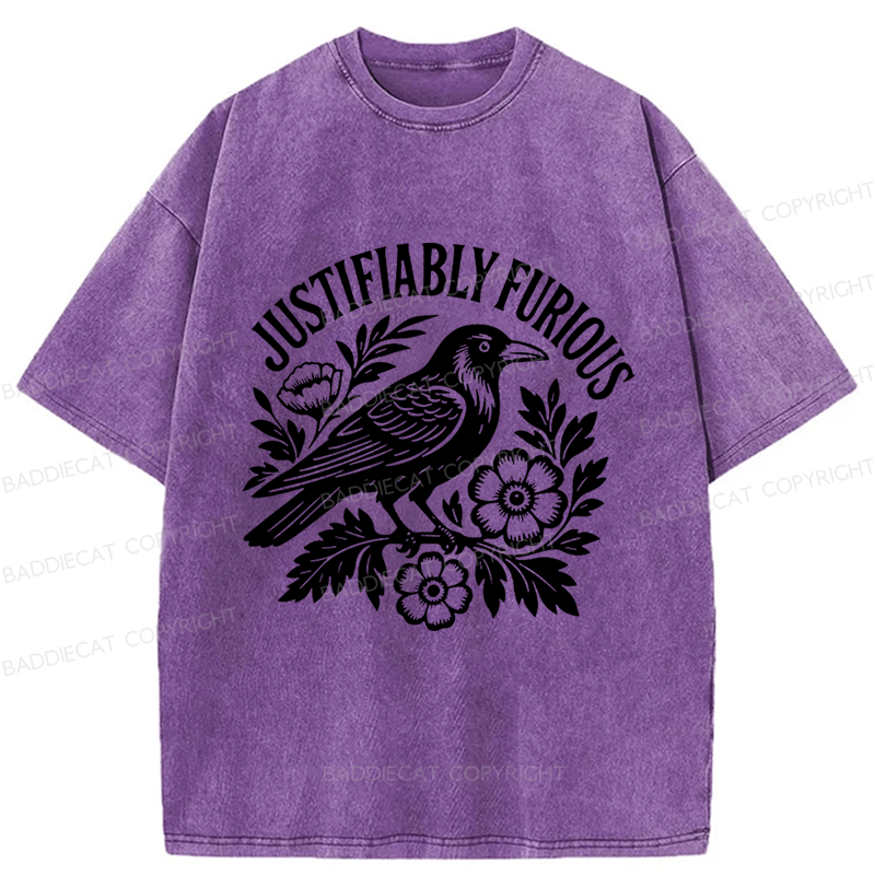 Baddiecat Justifiably Furious Raven Washed T-shirt