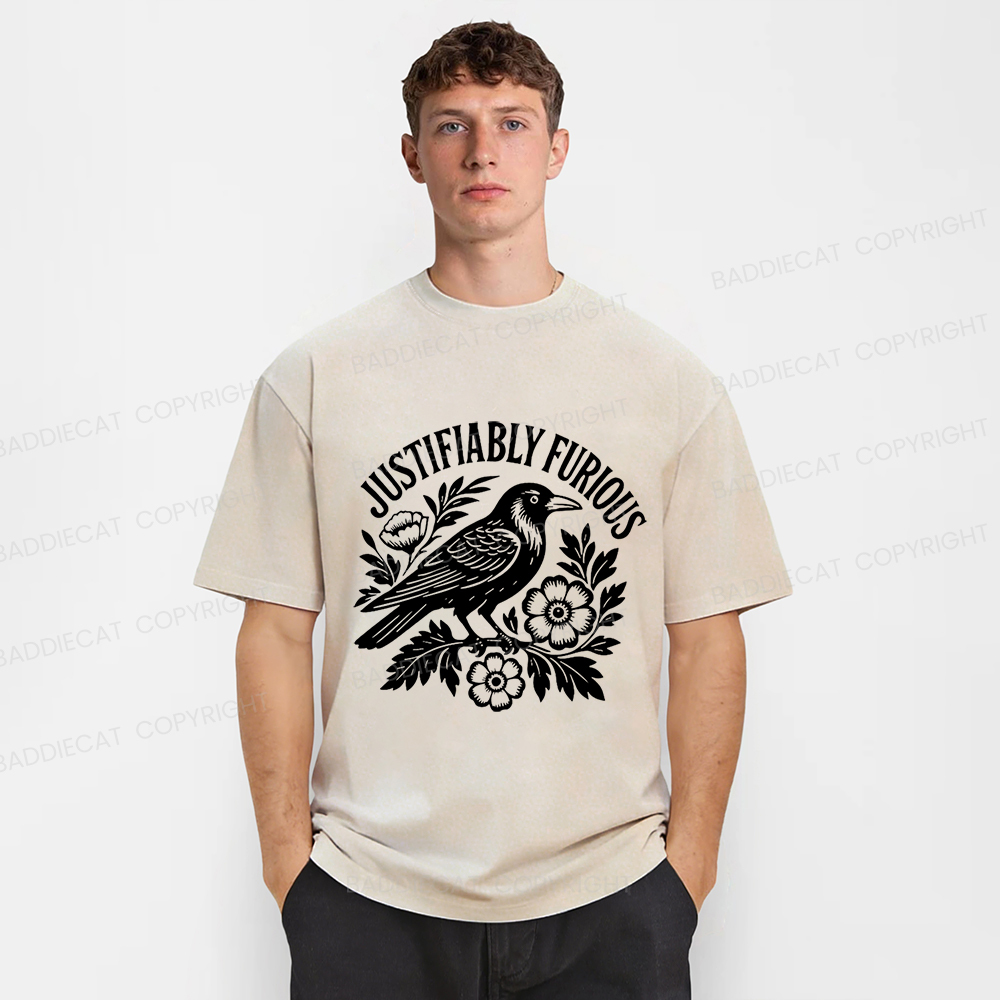 Baddiecat Justifiably Furious Raven Washed T-shirt