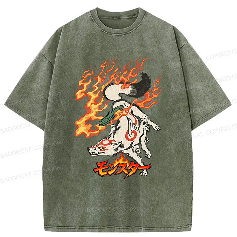 Baddiecat Tokyo Japanese-style Yokai Washed T-shirt