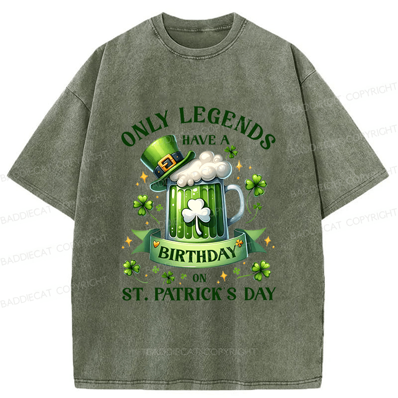 Baddiecat St. Patrick's Day Birthday Washed T-shirt