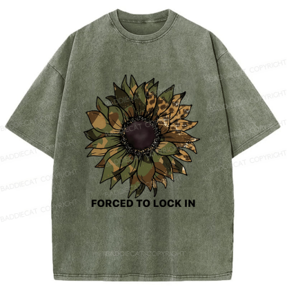 Baddiecat Camo Sunflower Washed T-shirt