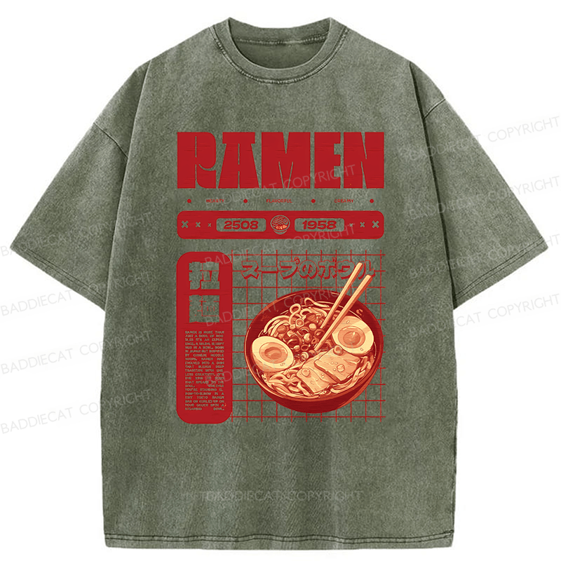 Baddiecat Ramen Washed T-shirt