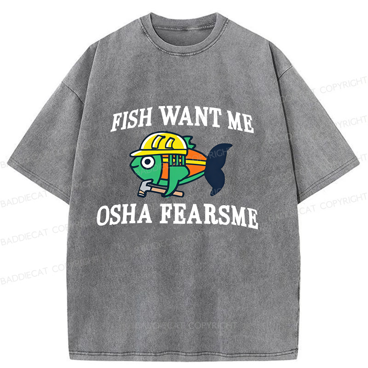 Baddiecat Charming Safe Fish Washed T-shirt
