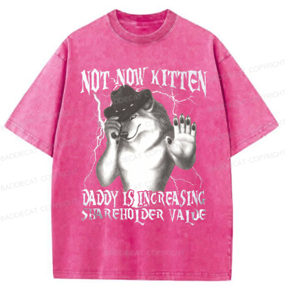 Baddiecat Not Now Kitten Daddy Increasing Shareholder Value Washed T-shirt
