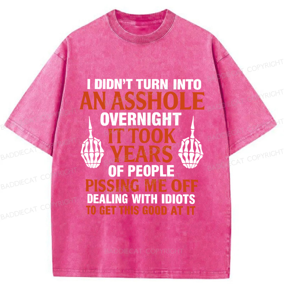 Baddiecat Funny Slogans Washed T-shirt