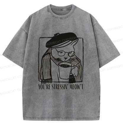 Baddiecat Grumpy Cat Washed T-shirt