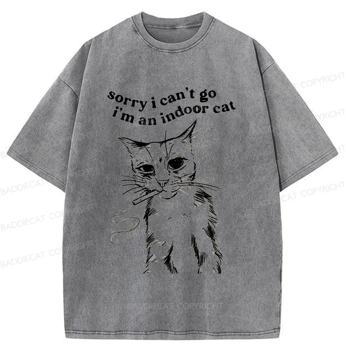 Baddiecat Gentle House Cat Washed T-shirt