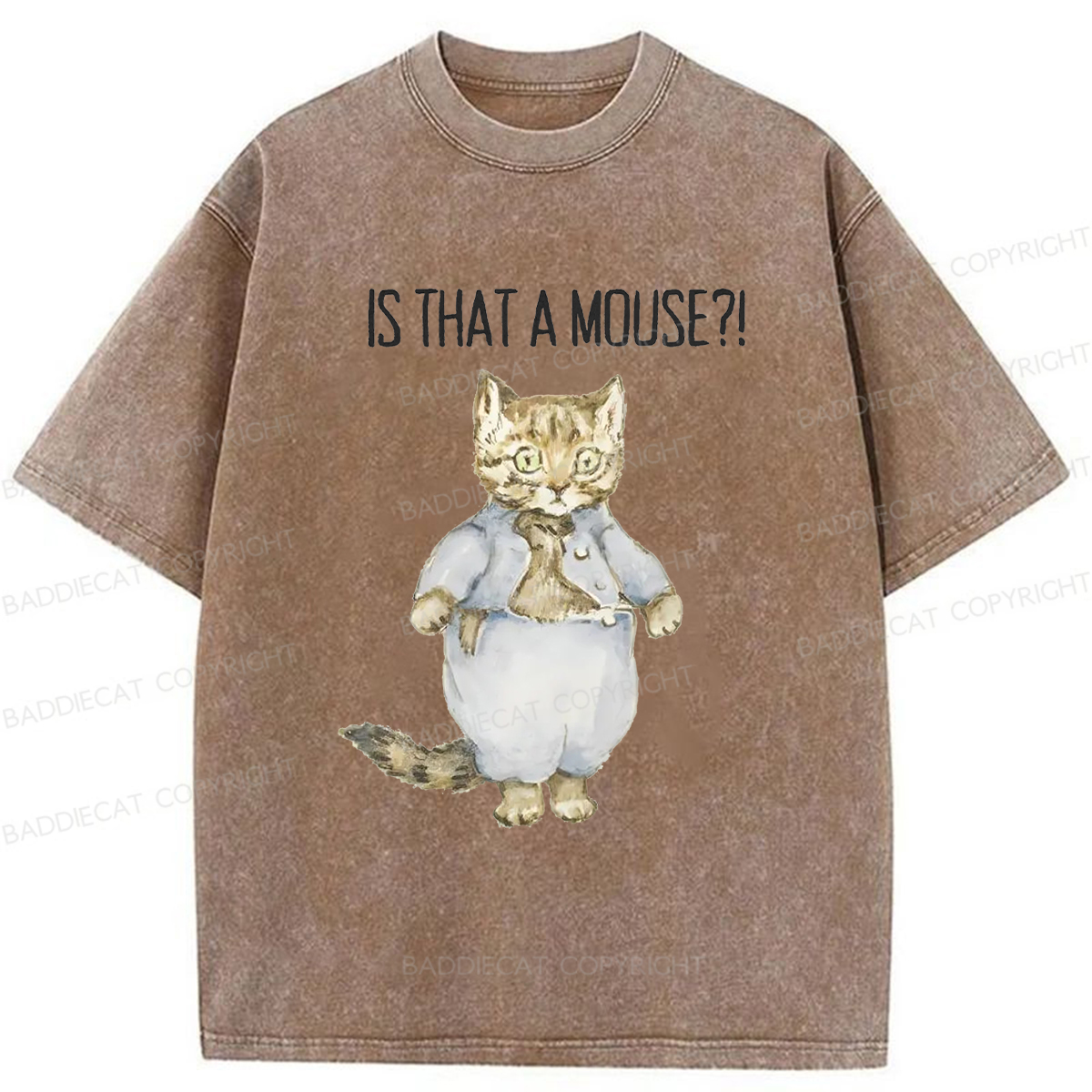 Baddiecat Startled Cat Washed T-shirt