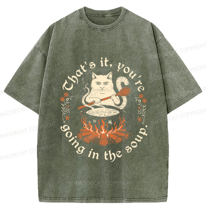 Baddiecat Cat Funny Washed T-shirt