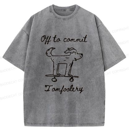 Baddiecat Mischievous Dog Washed T-shirt
