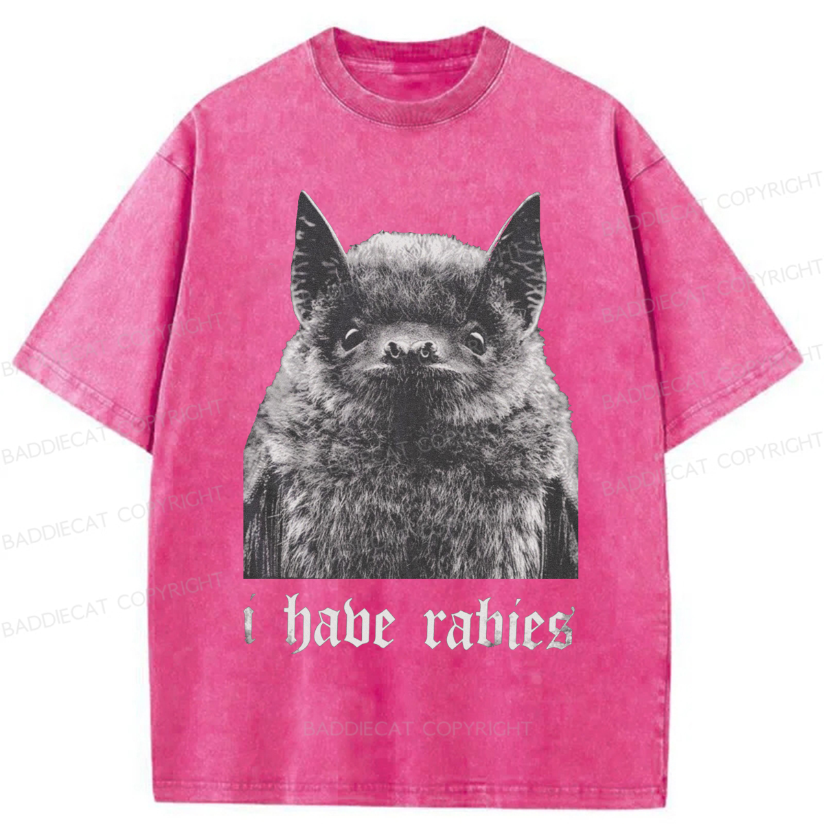 Baddiecat I Have Rabies Bat Washed T-shirt