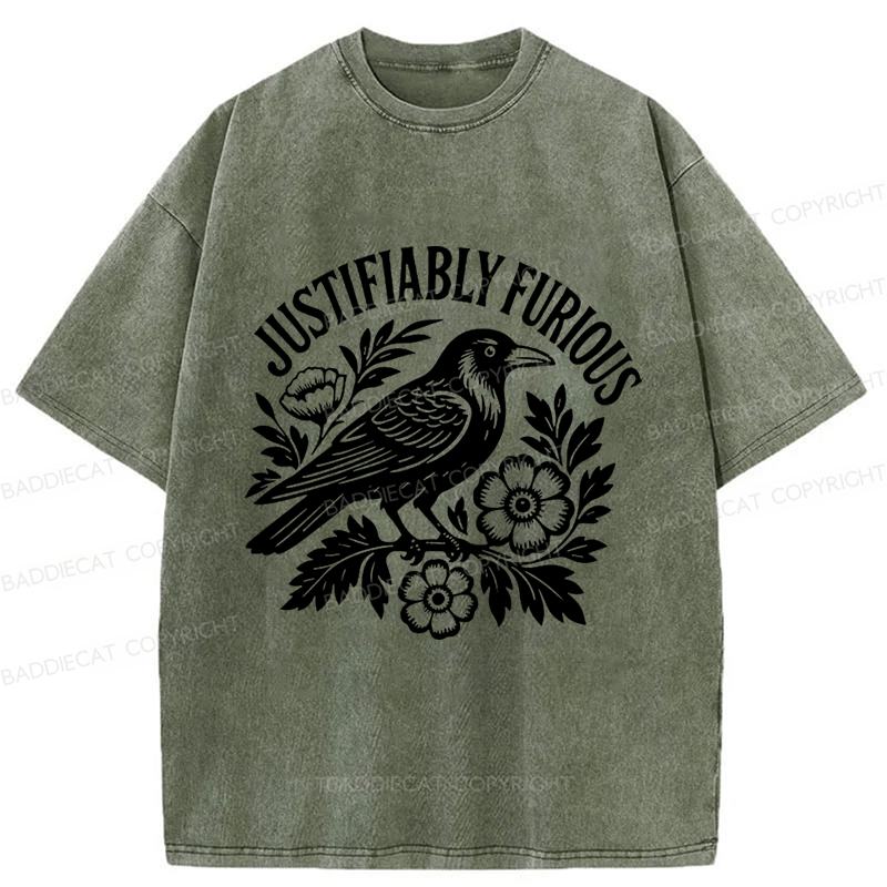 Baddiecat Justifiably Furious Raven Washed T-shirt