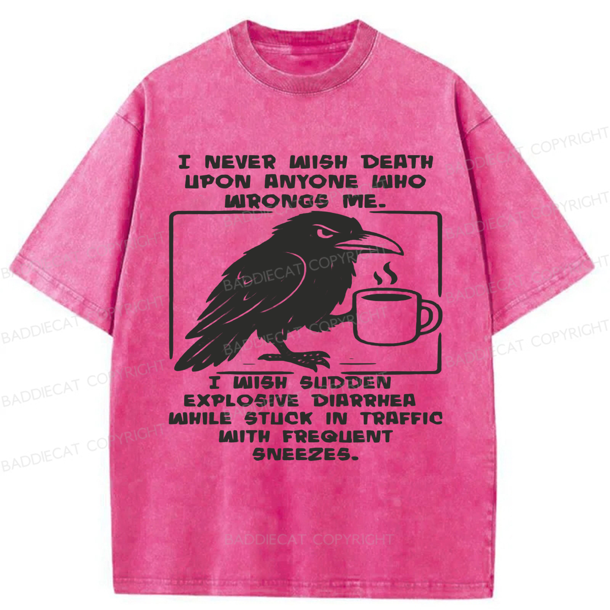 Baddiecat Crow Wish Washed T-shirt