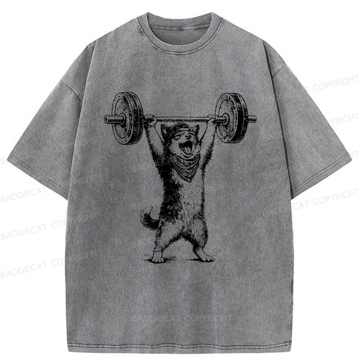 Baddiecat Husky Hercules Washed T-shirt