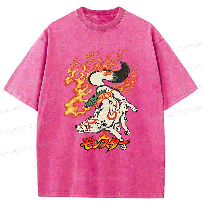 Baddiecat Tokyo Japanese-style Yokai Washed T-shirt