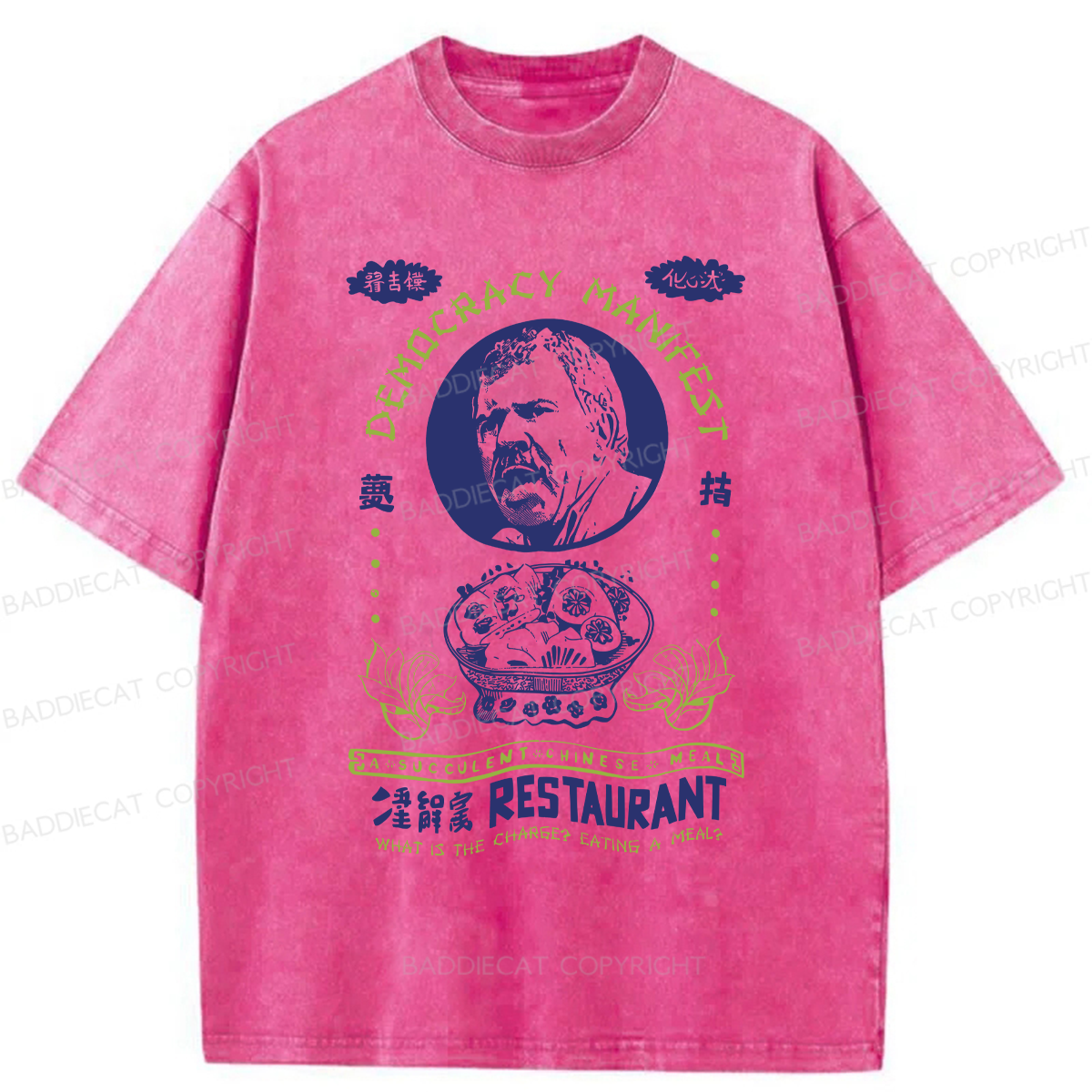 Baddiecat Japanese Food Spoof Emojis Washed T-shirt