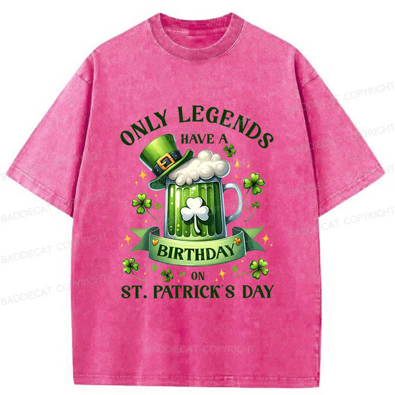 Baddiecat St. Patrick's Day Birthday Washed T-shirt