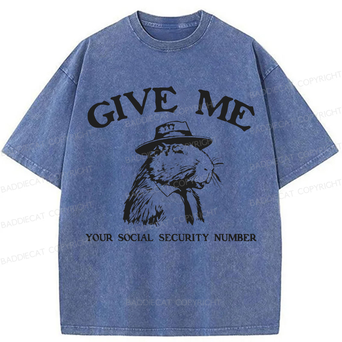 Baddiecat Give Me Capybara Washed T-shirt