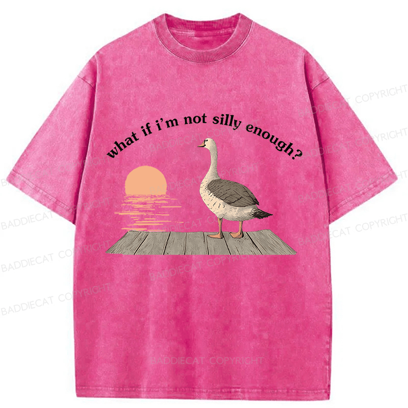 Baddiecat Funny Goose Washed T-shirt