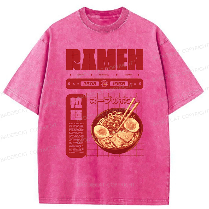 Baddiecat Ramen Washed T-shirt