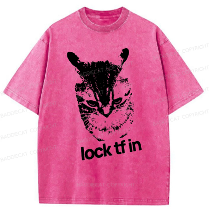 Baddiecat Cat Lock Tf In Washed T-Shirt