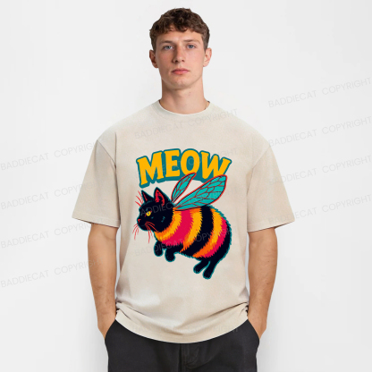 Baddiecat Bee Cat Washed T-shirt