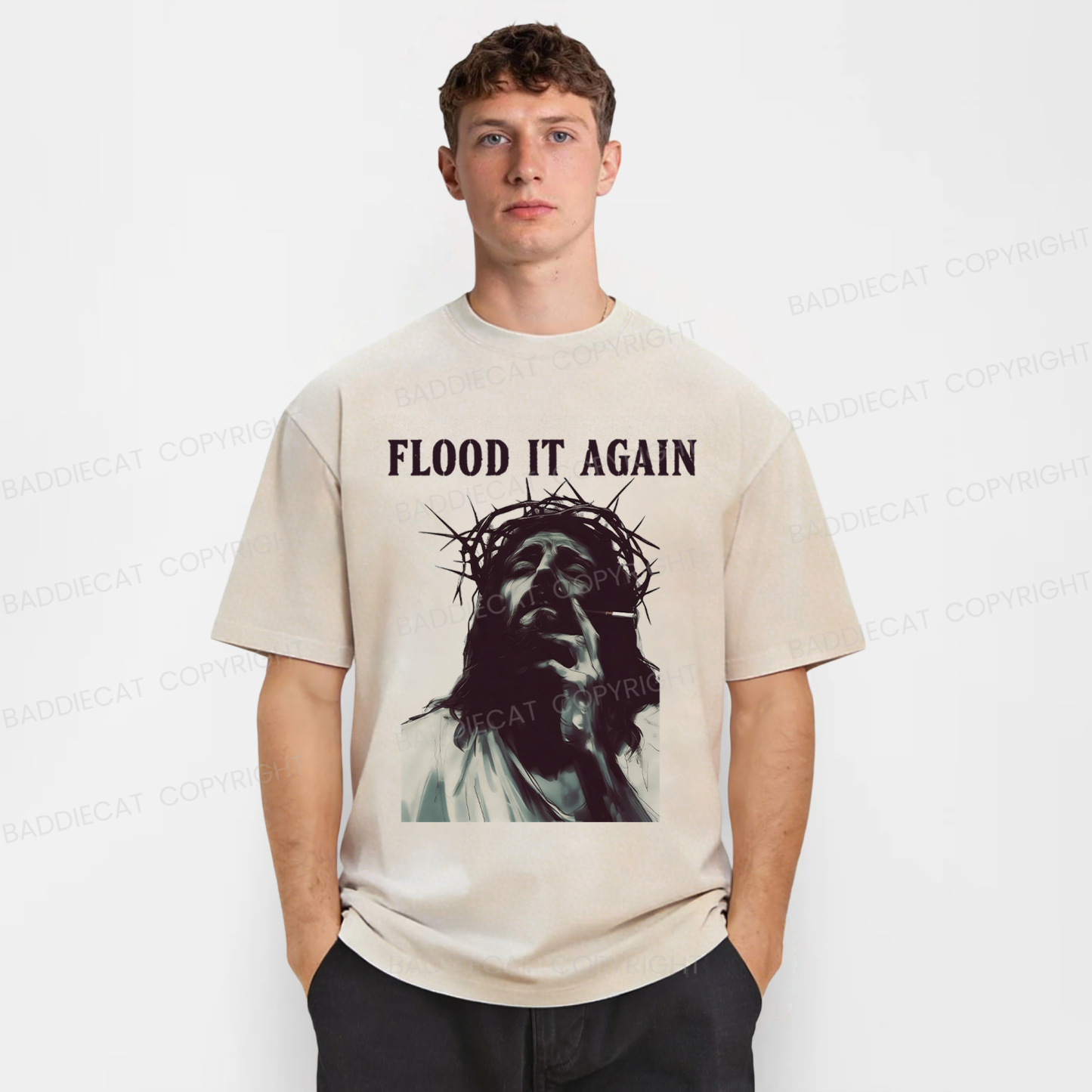 Baddiecat Flood It Again Washed T-shirt