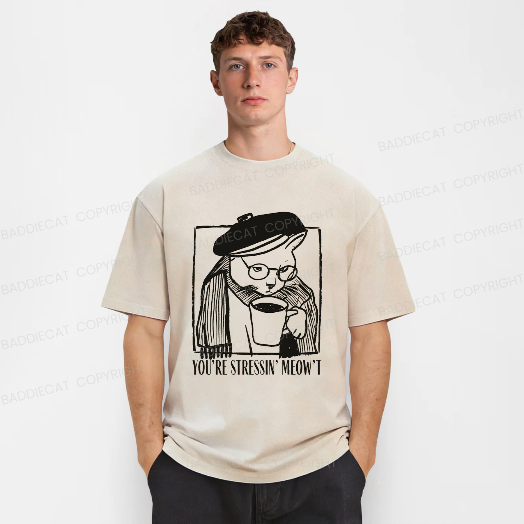 Baddiecat Grumpy Cat Washed T-shirt